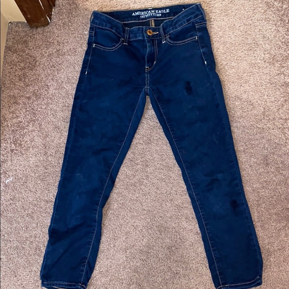 American Eagle Dark Wash jegging crop